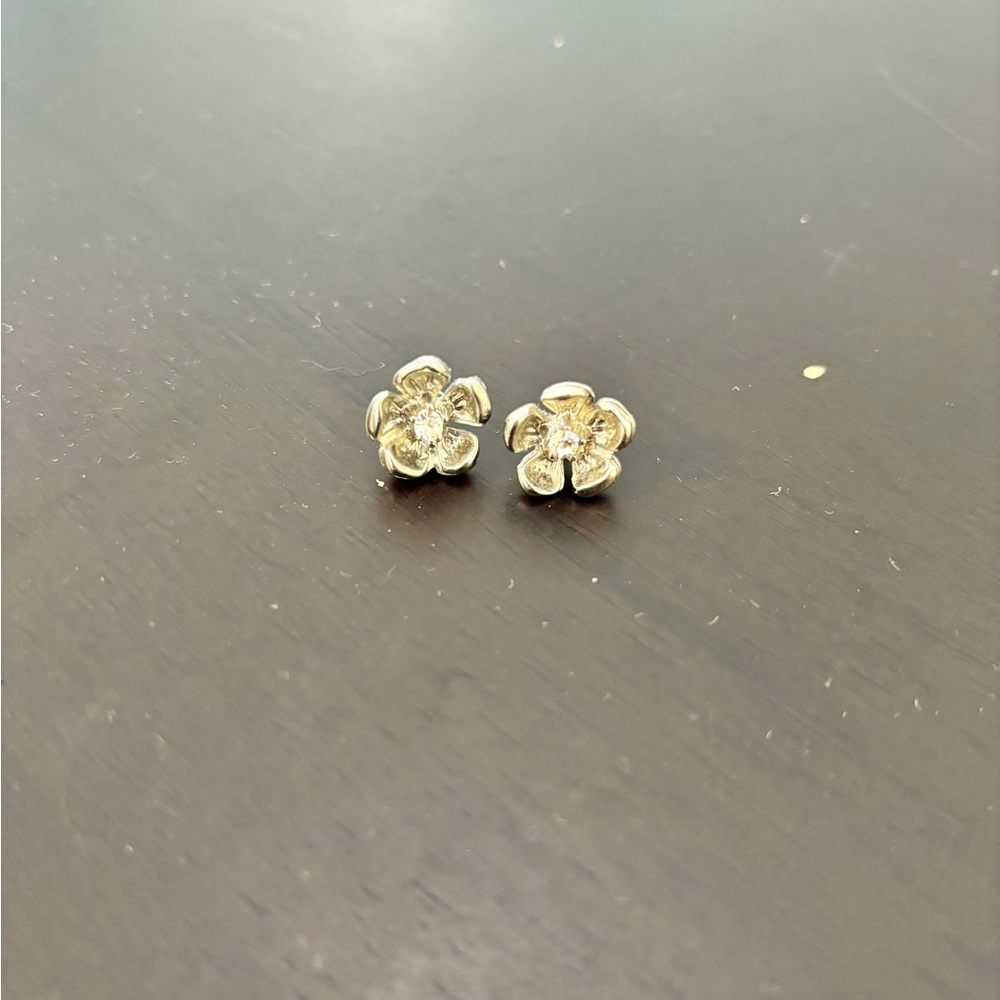 Gold & Crystal Floral Stud Earrings